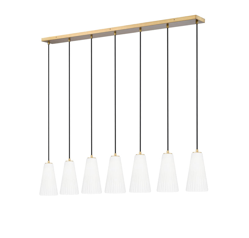 Farrell 7 Light 54" Linear Pendant, 11" Tall in Modern Gold