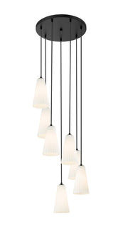 Farrell 7 Light 18" Pendant, 11" Tall in Matte Black