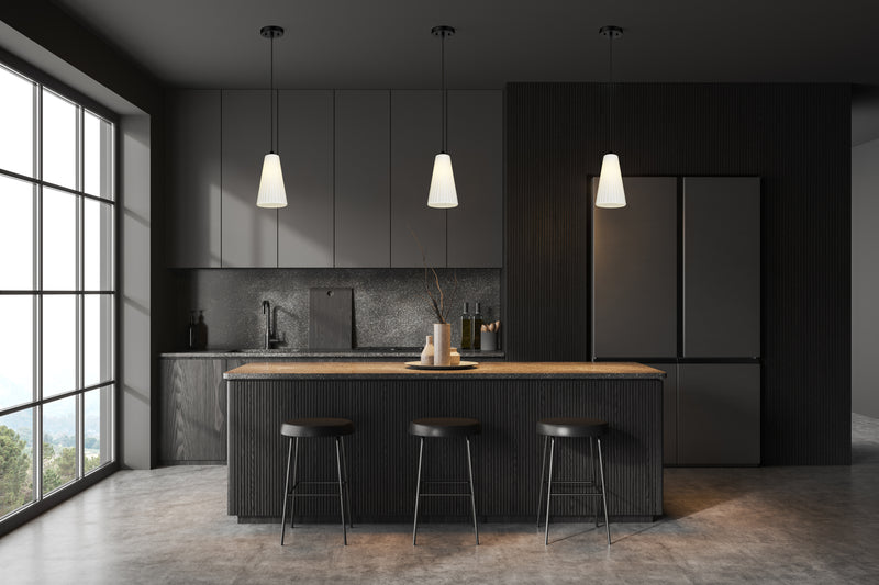 Farrell 1 Light 6" Pendant, Cord Mount in Matte Black in a room setting