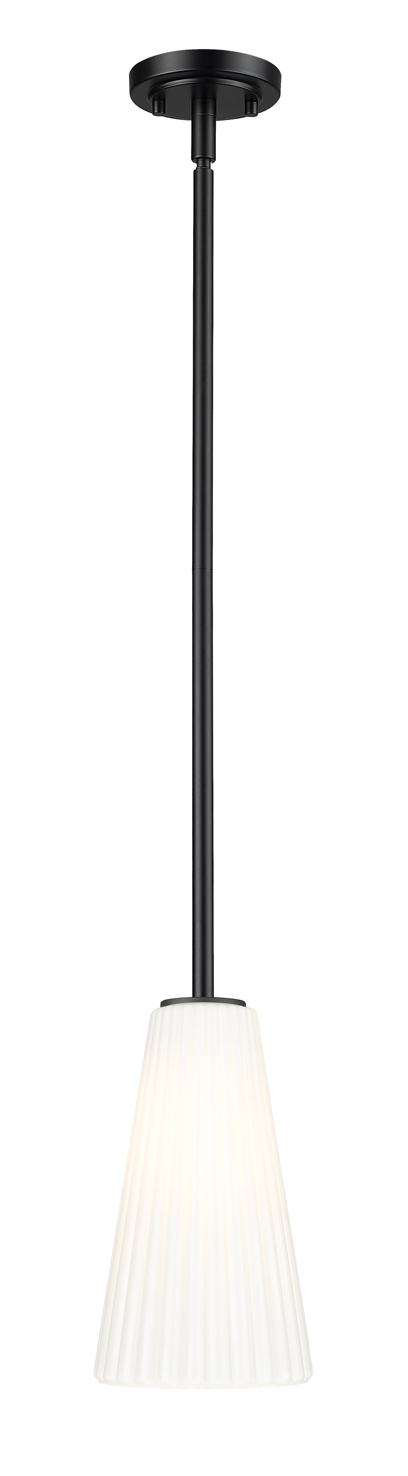 Farrell 1 Light 6" Pendant, Rod Mount in Matte Black