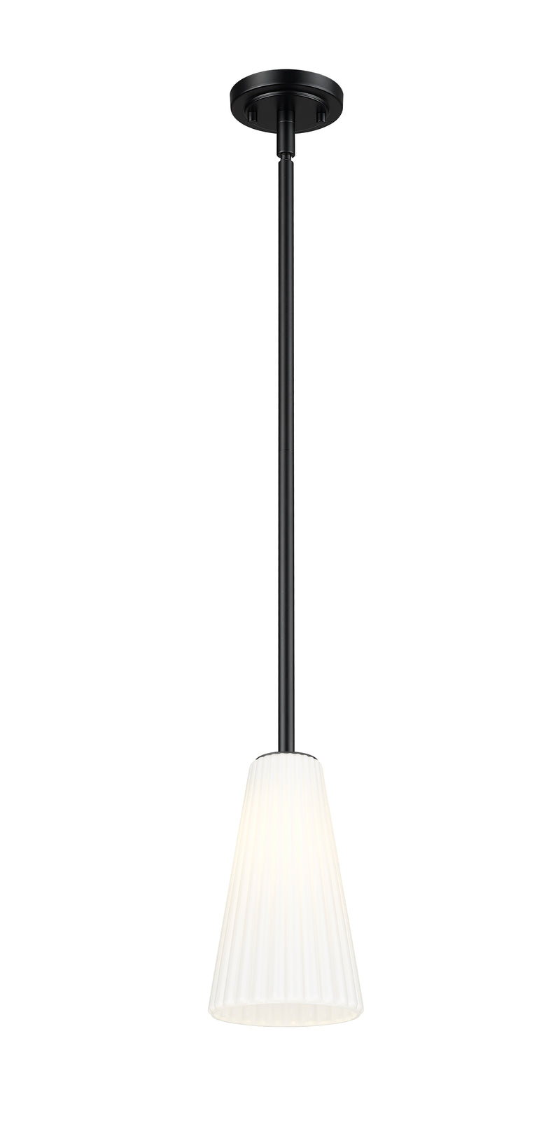 Farrell 1 Light 6" Pendant, Rod Mount in Matte Black