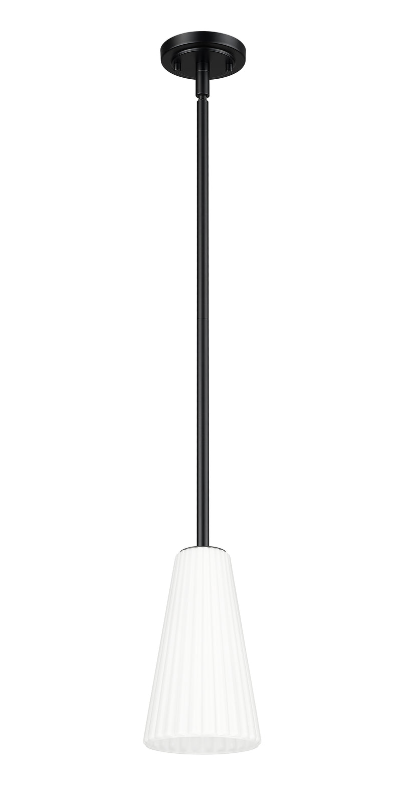 Farrell 1 Light 6" Pendant, Rod Mount in Matte Black