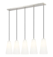 Farrell 5 Light 42" Linear Pendant, 13.75" Tall in Brushed Nickel