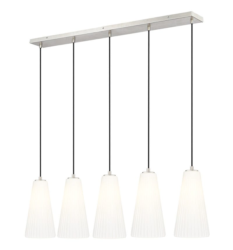 Farrell 5 Light 42" Linear Pendant, 13.75" Tall in Brushed Nickel
