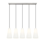 Farrell 5 Light 42" Linear Pendant, 13.75" Tall in Brushed Nickel