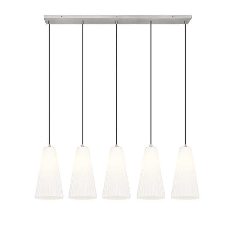 Farrell 5 Light 42" Linear Pendant, 13.75" Tall in Brushed Nickel