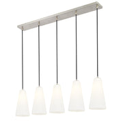 Farrell 5 Light 42" Linear Pendant, 13.75" Tall in Brushed Nickel