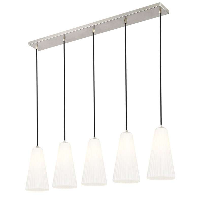 Farrell 5 Light 42" Linear Pendant, 13.75" Tall in Brushed Nickel