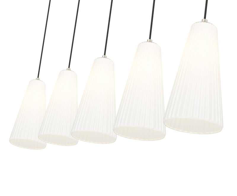 Farrell 5 Light 42" Linear Pendant, 13.75" Tall in Brushed Nickel