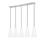 Farrell 5 Light 42" Linear Pendant, 13.75" Tall in Brushed Nickel