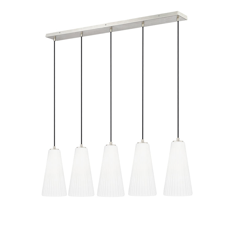 Farrell 5 Light 42" Linear Pendant, 13.75" Tall in Brushed Nickel