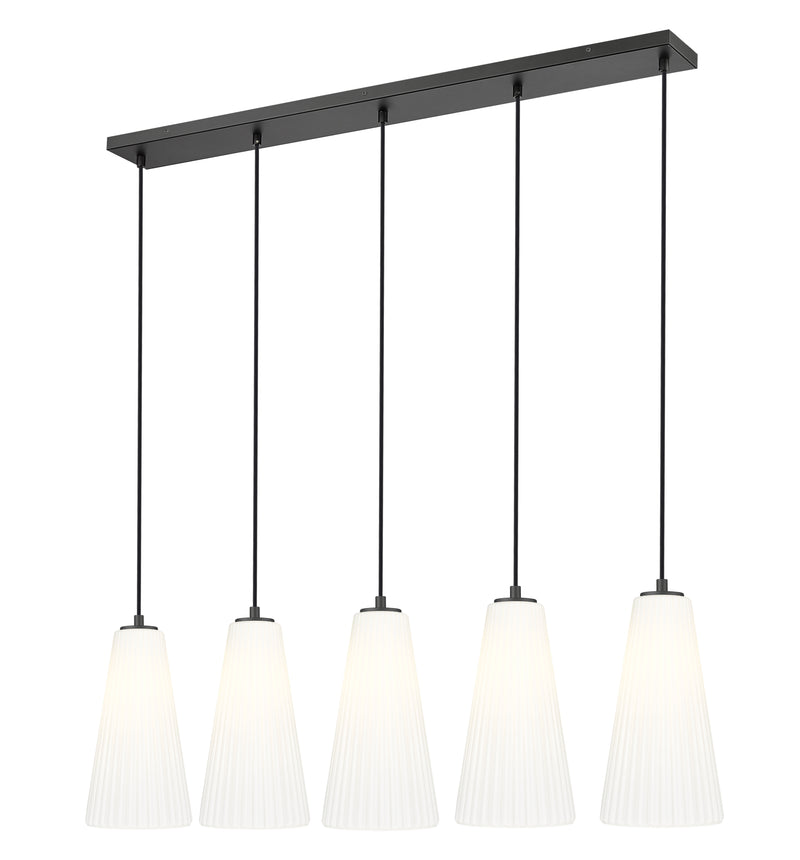 Farrell 5 Light 42" Linear Pendant, 13.75" Tall in Matte Black
