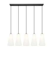 Farrell 5 Light 42" Linear Pendant, 13.75" Tall in Matte Black