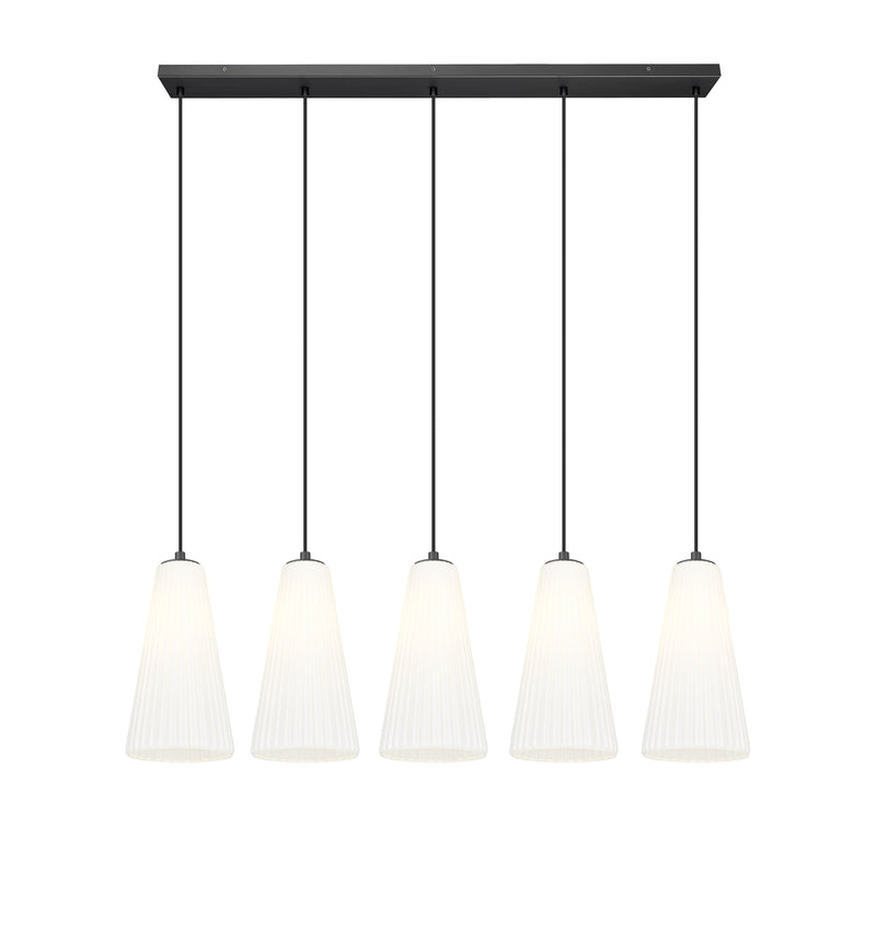 Farrell 5 Light 42" Linear Pendant, 13.75" Tall in Matte Black