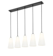 Farrell 5 Light 42" Linear Pendant, 13.75" Tall in Matte Black