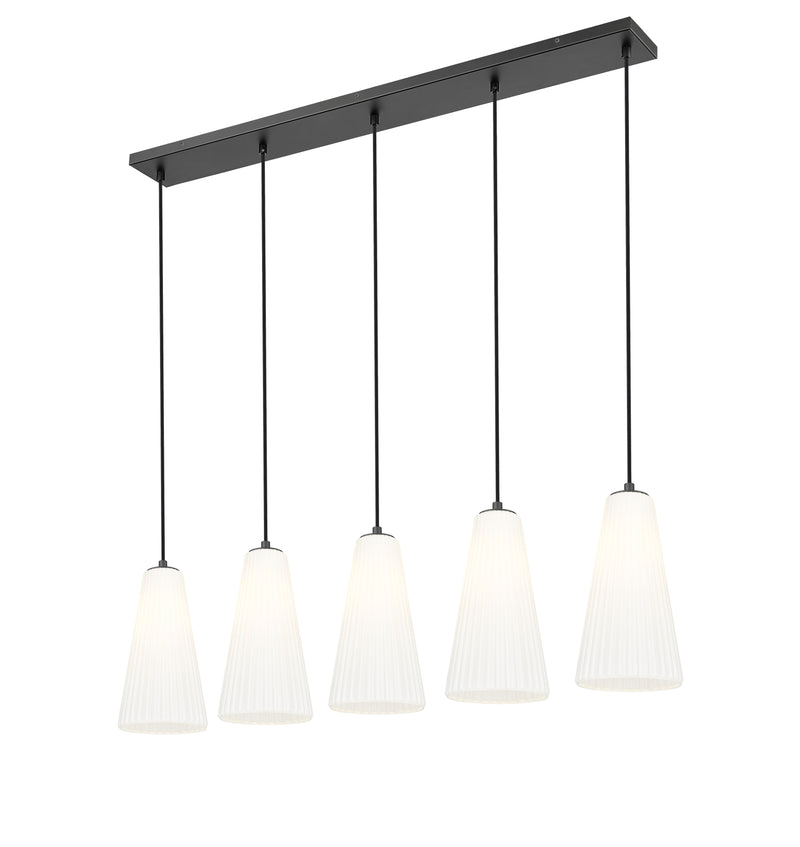Farrell 5 Light 42" Linear Pendant, 13.75" Tall in Matte Black