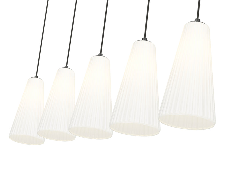 Farrell 5 Light 42" Linear Pendant, 13.75" Tall in Matte Black