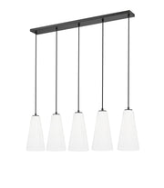 Farrell 5 Light 42" Linear Pendant, 13.75" Tall in Matte Black