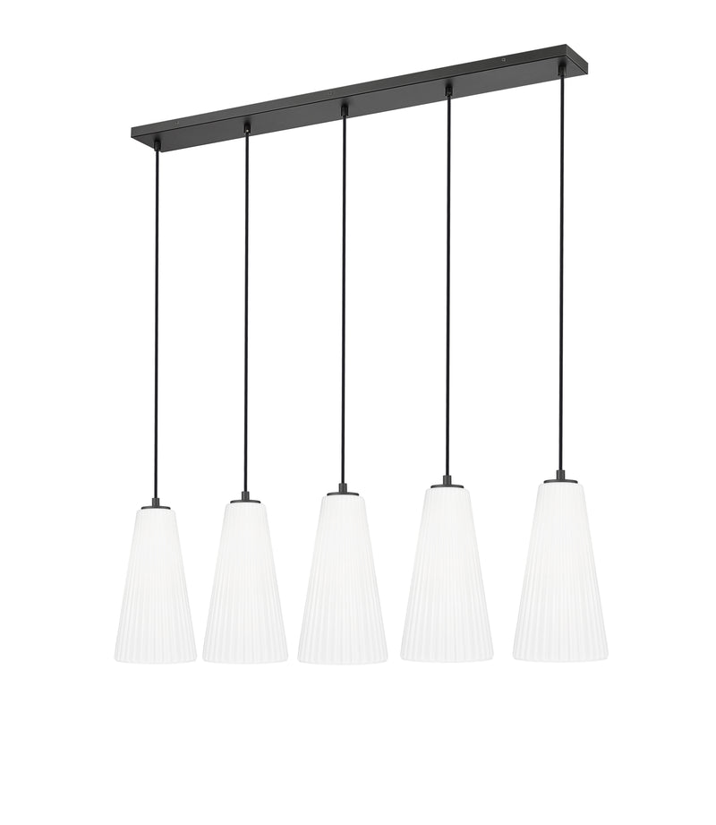 Farrell 5 Light 42" Linear Pendant, 13.75" Tall in Matte Black
