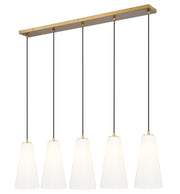 Farrell 5 Light 42" Linear Pendant, 13.75" Tall in Modern Gold