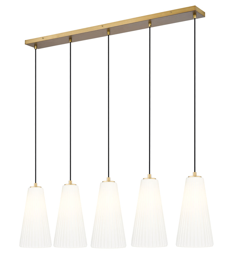 Farrell 5 Light 42" Linear Pendant, 13.75" Tall in Modern Gold