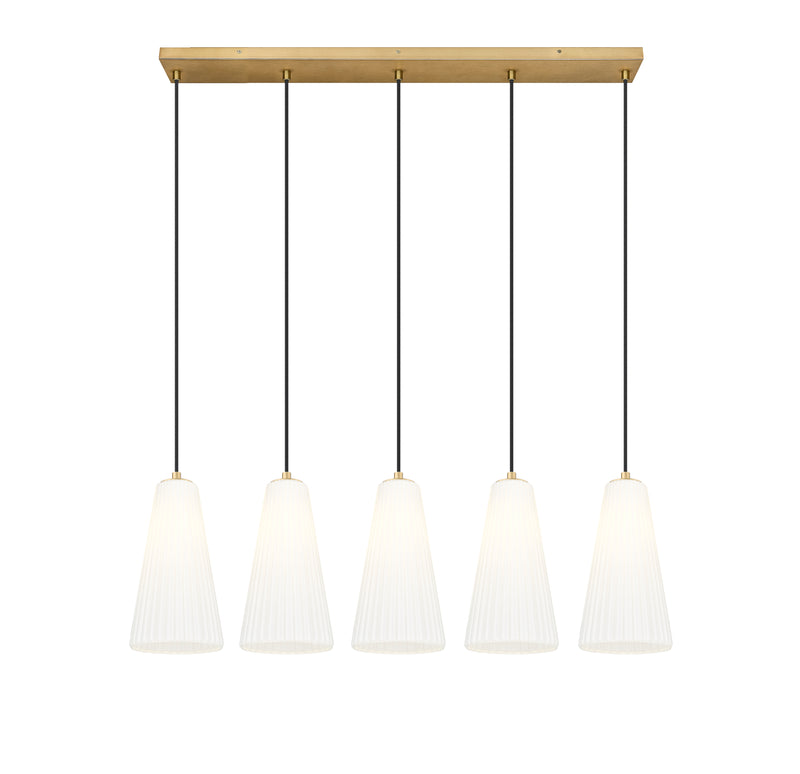 Farrell 5 Light 42" Linear Pendant, 13.75" Tall in Modern Gold
