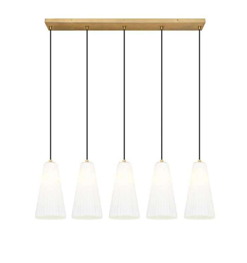 Farrell 5 Light 42" Linear Pendant, 13.75" Tall in Modern Gold