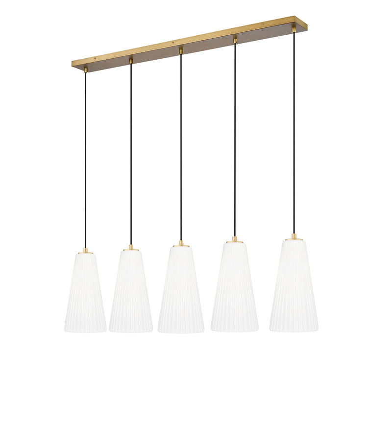 Farrell 5 Light 42" Linear Pendant, 13.75" Tall in Modern Gold
