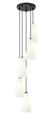 Farrell 5 Light 12" Pendant, 13.75" Tall in Matte Black
