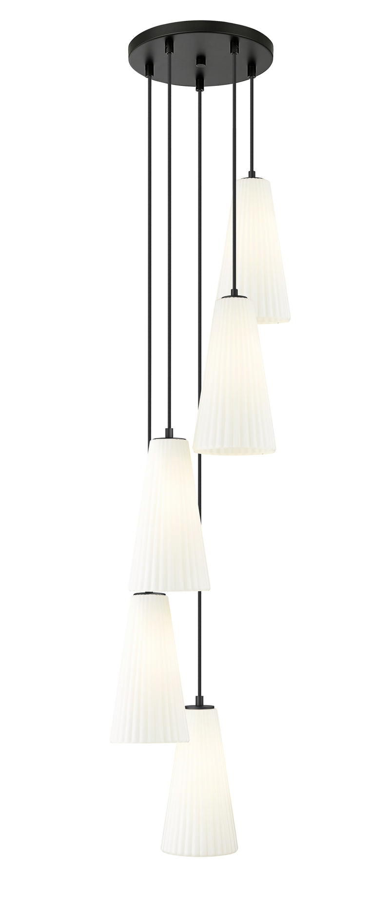 Farrell 5 Light 12" Pendant, 13.75" Tall in Matte Black