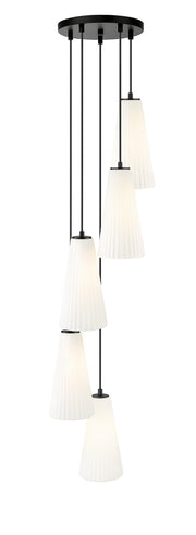 Farrell 5 Light 12" Pendant, 13.75" Tall in Matte Black