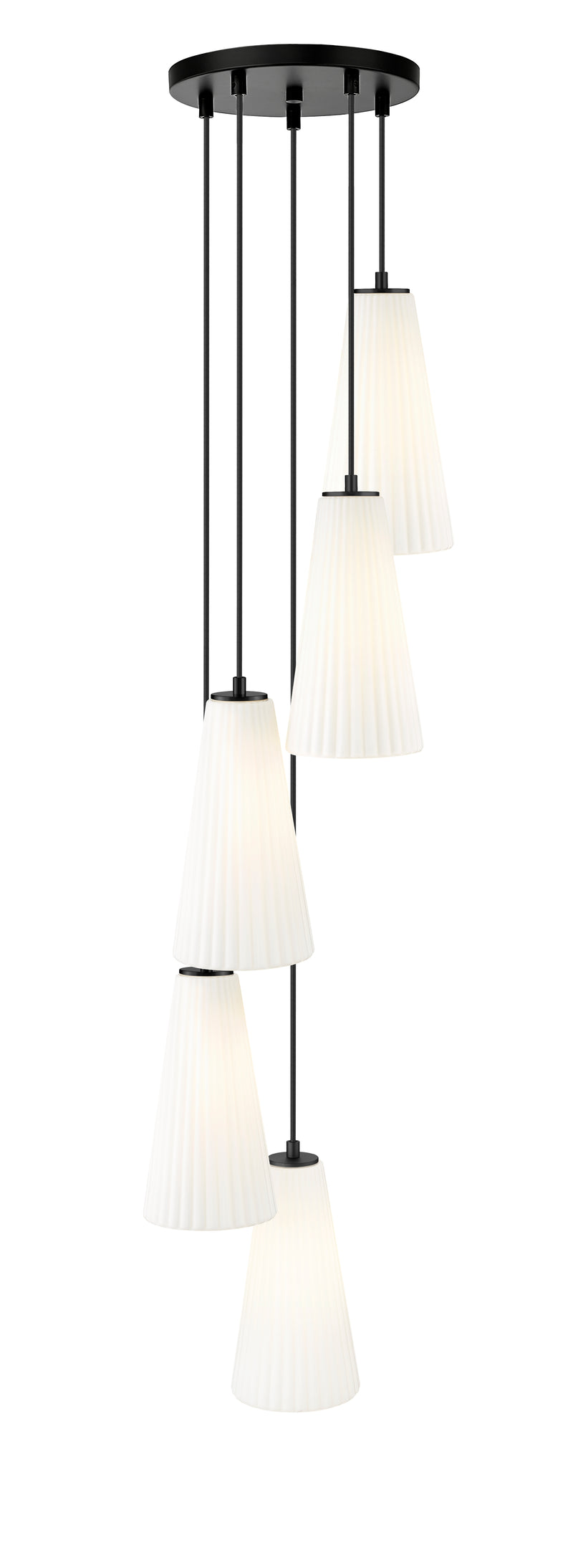Farrell 5 Light 12" Pendant, 13.75" Tall in Matte Black