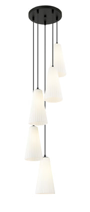 Farrell 5 Light 12" Pendant, 13.75" Tall in Matte Black