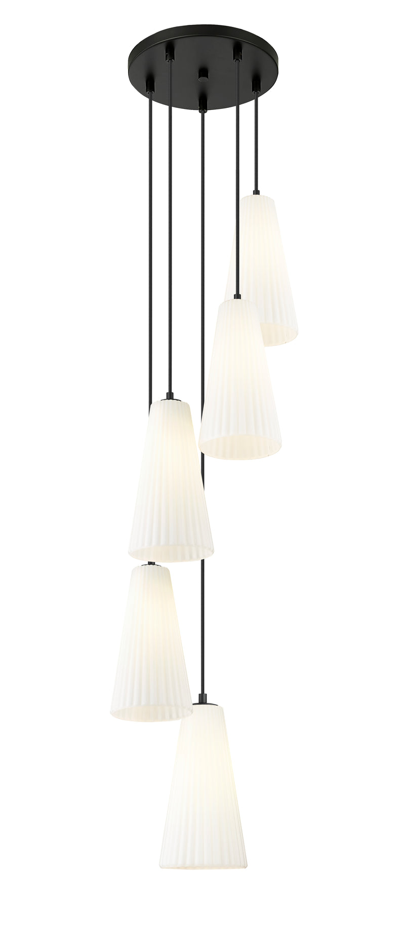 Farrell 5 Light 12" Pendant, 13.75" Tall in Matte Black