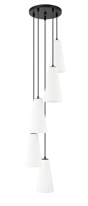 Farrell 5 Light 12" Pendant, 13.75" Tall in Matte Black
