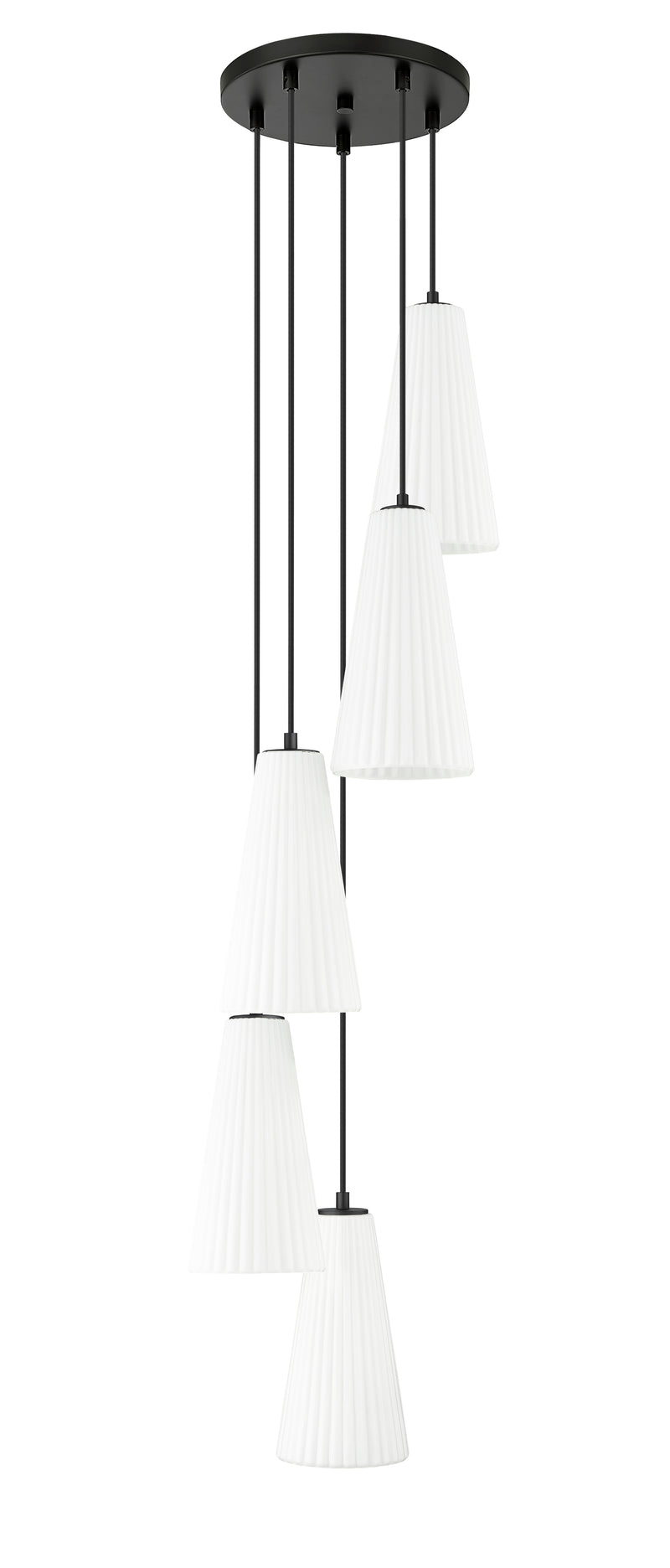 Farrell 5 Light 12" Pendant, 13.75" Tall in Matte Black