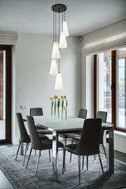 Farrell 5 Light 12" Pendant, 13.75" Tall in Matte Black in a room setting