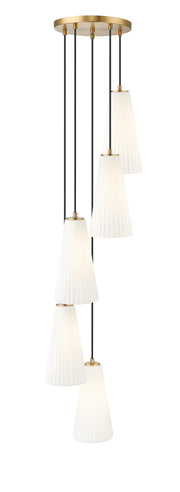 Farrell 5 Light 12" Pendant, 13.75" Tall in Modern Gold