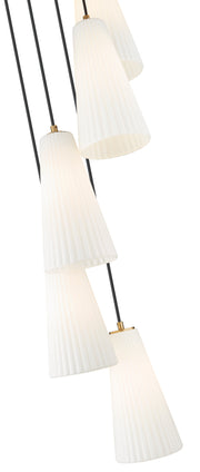 Farrell 5 Light 12" Pendant, 13.75" Tall in Modern Gold