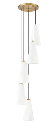 Farrell 5 Light 12" Pendant, 13.75" Tall in Modern Gold