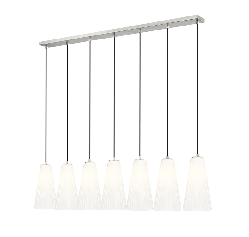 Farrell 7 Light 54" Linear Pendant, 13.75" Tall in Brushed Nickel