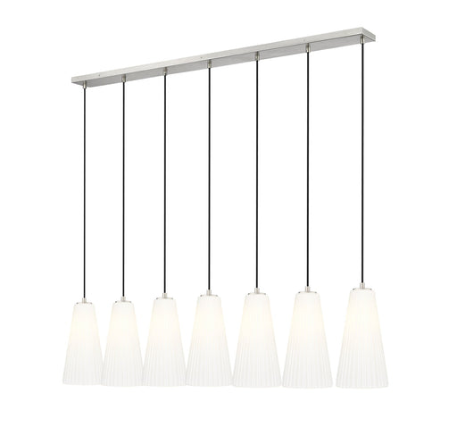 Farrell 7 Light 54" Linear Pendant, 13.75" Tall in Brushed Nickel