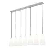 Farrell 7 Light 54" Linear Pendant, 13.75" Tall in Brushed Nickel