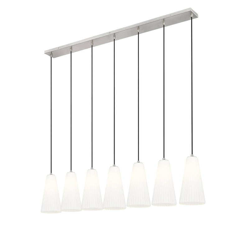 Farrell 7 Light 54" Linear Pendant, 13.75" Tall in Brushed Nickel