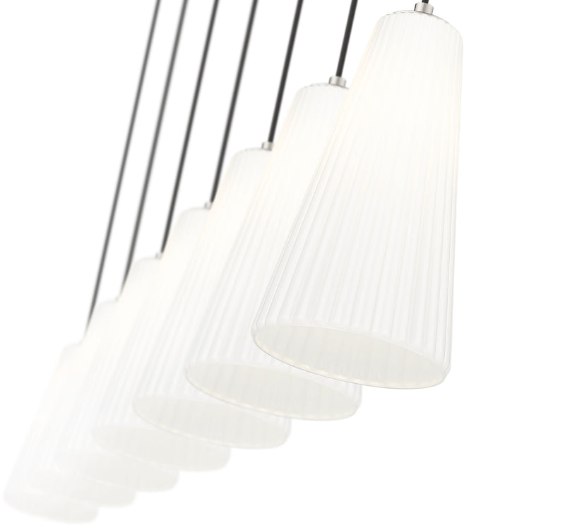 Farrell 7 Light 54" Linear Pendant, 13.75" Tall in Brushed Nickel
