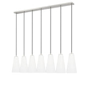 Farrell 7 Light 54" Linear Pendant, 13.75" Tall in Brushed Nickel