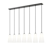 Farrell 7 Light 54" Linear Pendant, 13.75" Tall in Matte Black