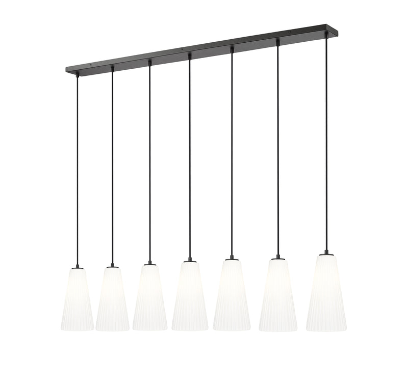 Farrell 7 Light 54" Linear Pendant, 13.75" Tall in Matte Black