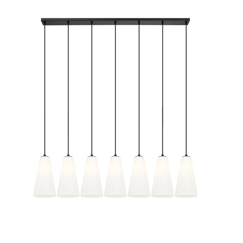 Farrell 7 Light 54" Linear Pendant, 13.75" Tall in Matte Black