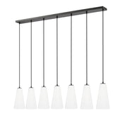 Farrell 7 Light 54" Linear Pendant, 13.75" Tall in Matte Black